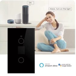 Interruptor inteligente con WiFi para el hogar, pulsador táctil de encendido y apagado estándar de  433Mhz, Control remoto por voz con Alexa, Google Home, Alice 2 botones