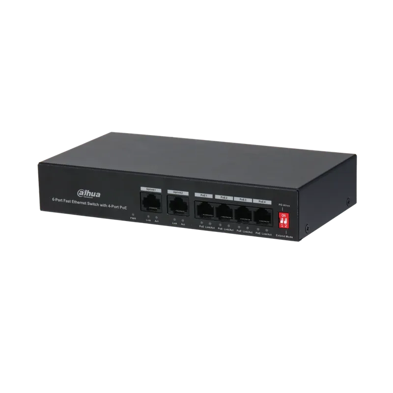 SWITCH 4 BOCAS POE DAHUA 1 switch poe 4 canales